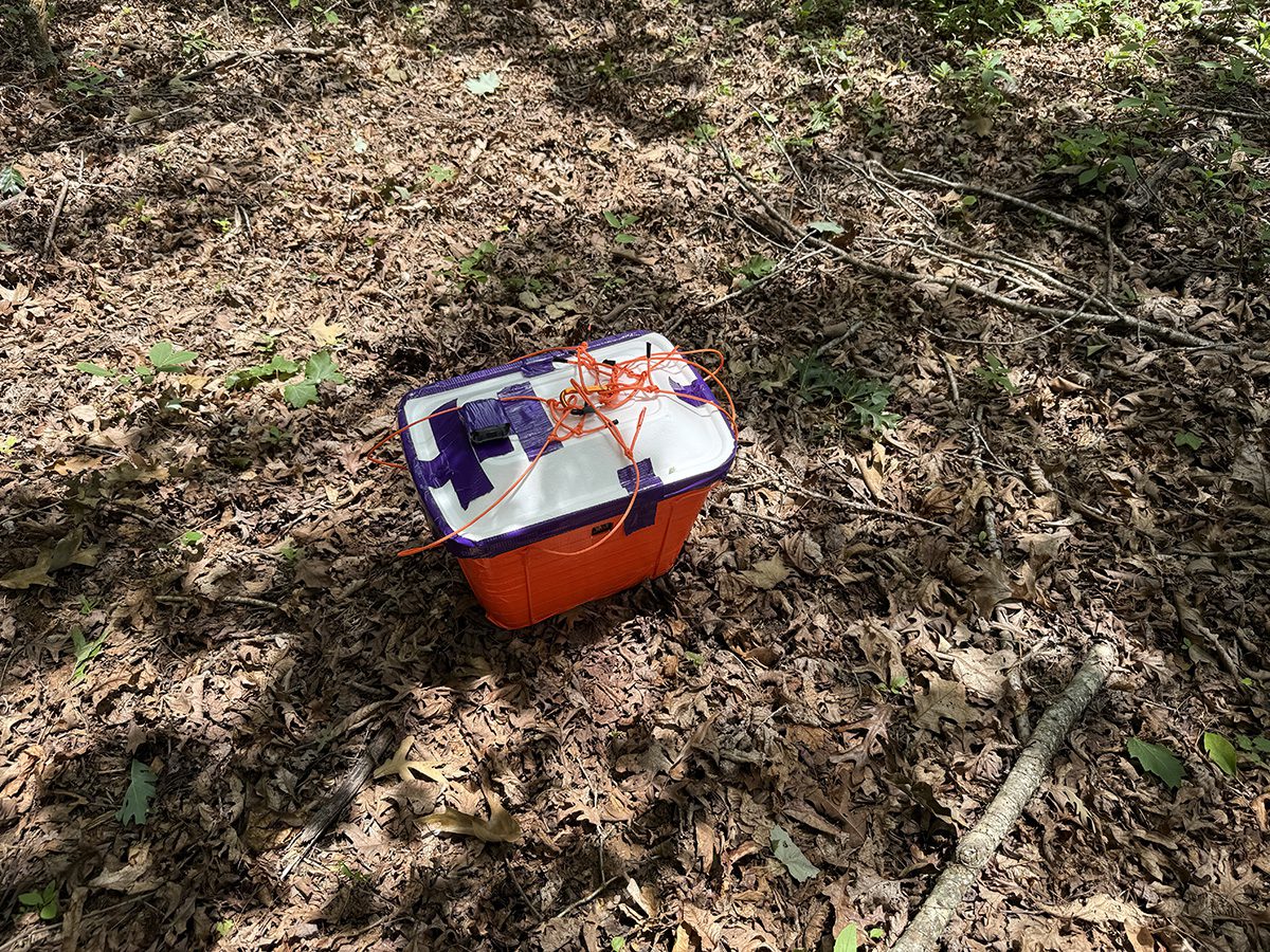 The payload landed just across the North Carolina border. 