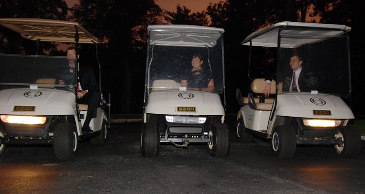 The Advance Team at the ready to transport guests to and from their vehicles (l-r) Matt Springate, Rachael Parrish and Ben Able