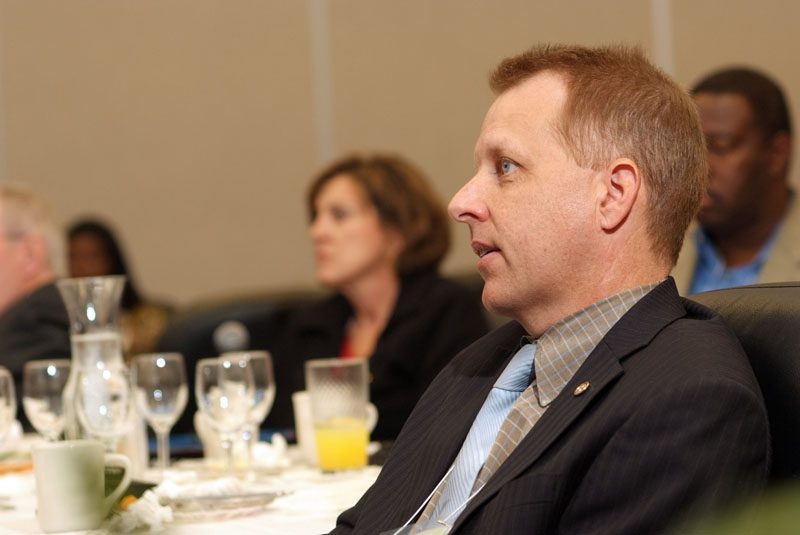 Michael Fanning listening to the presentation