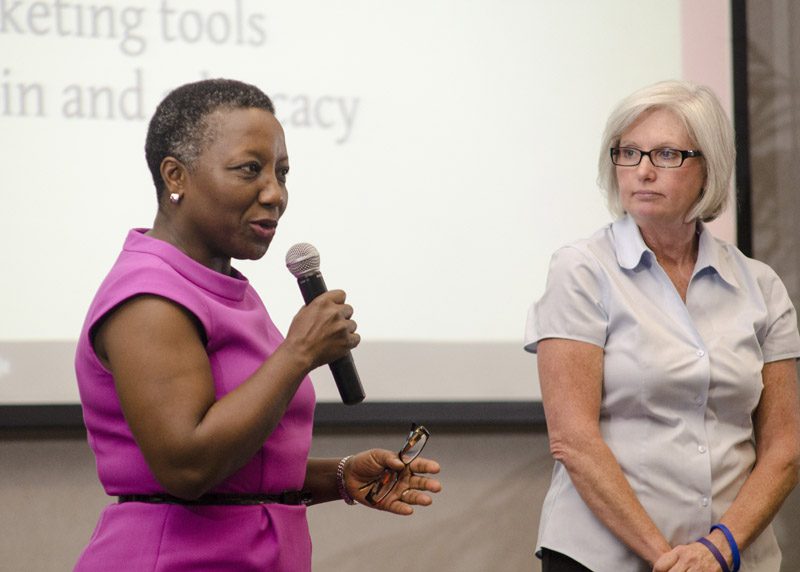Gloria Bromell Tinubu and Katie Brochu