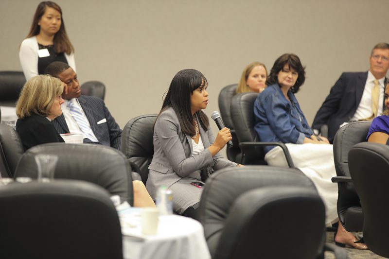 Moryah Jackson asks a question.