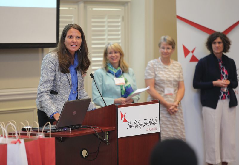 Leesa Owens (Riley Fellow, Upstate Class VIII) speaks as a guest of STEM in Motion from Michelin.
