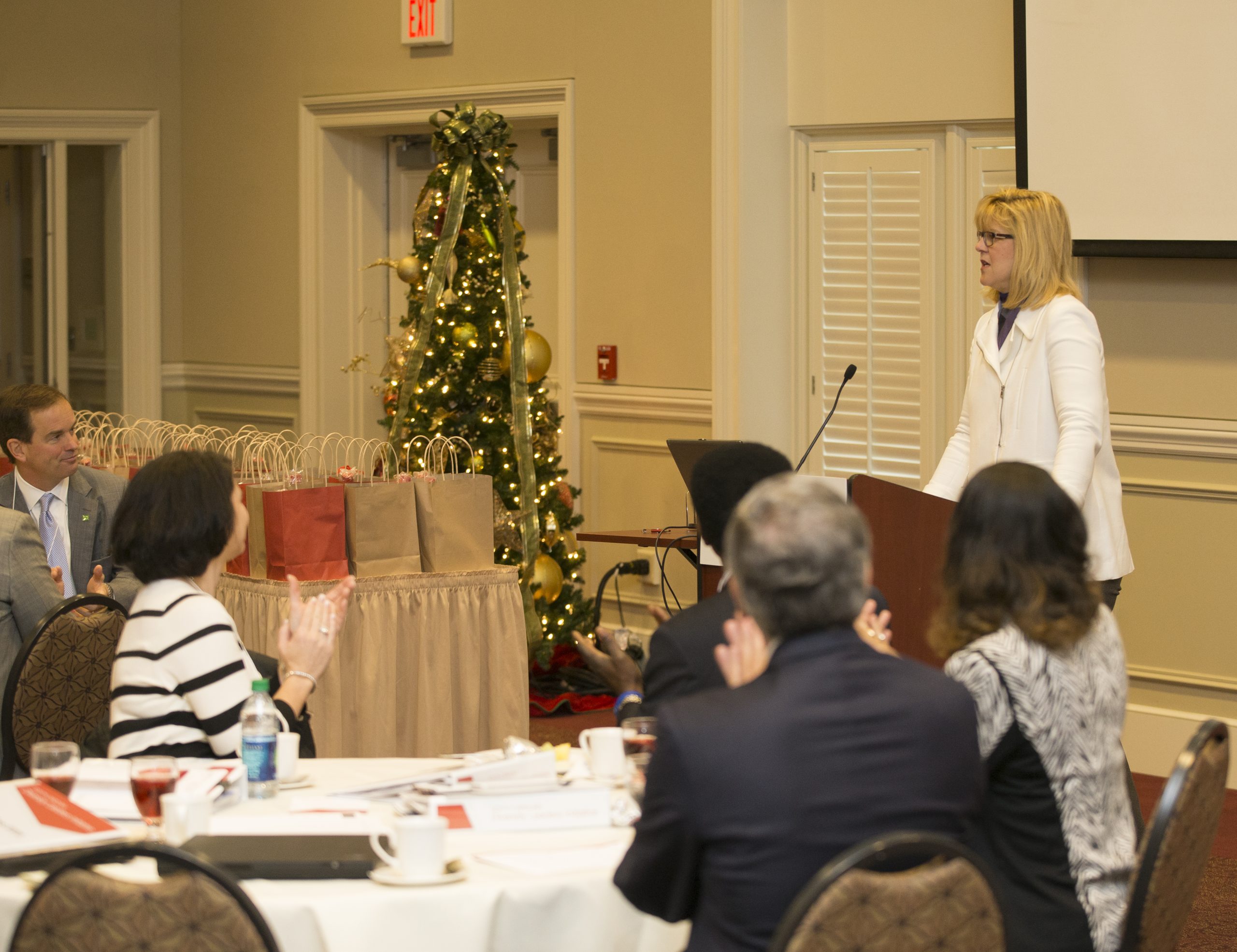 Furman President Elizabeth Davis offering her welcome
