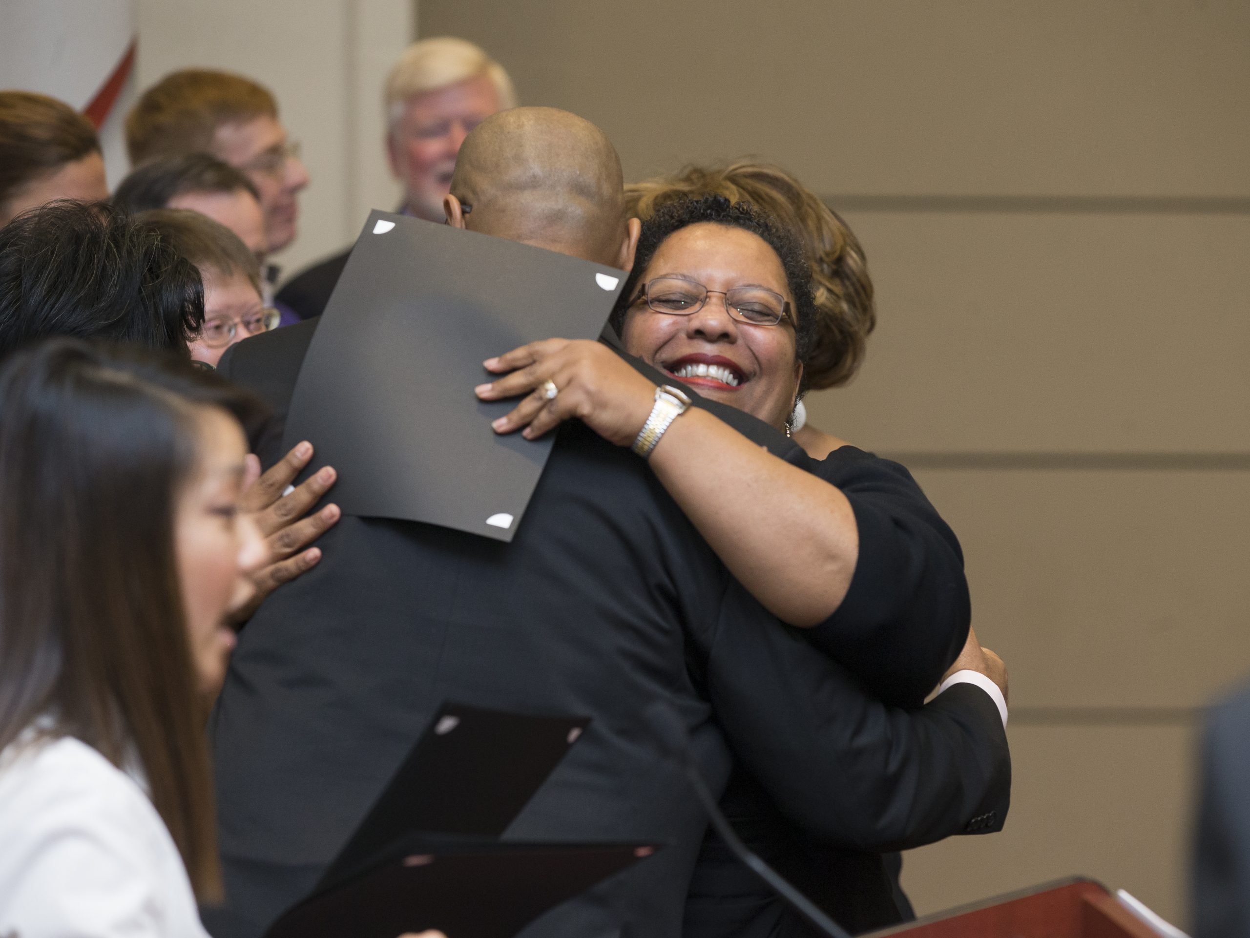 Bobbie Rhodes receiving her Riley Fellow certificate
