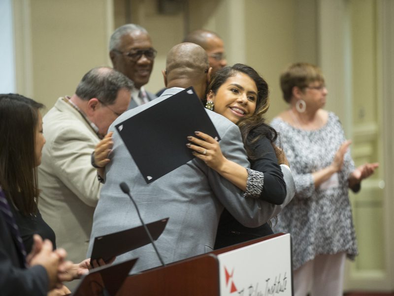 Jennifer Gutierrez, Broad Bandits, receiving her Riley Fellow certificate