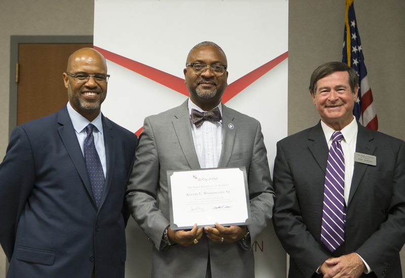 Kelvin Washington, A.W.A.R.E., receiving his Riley Fellow certificate