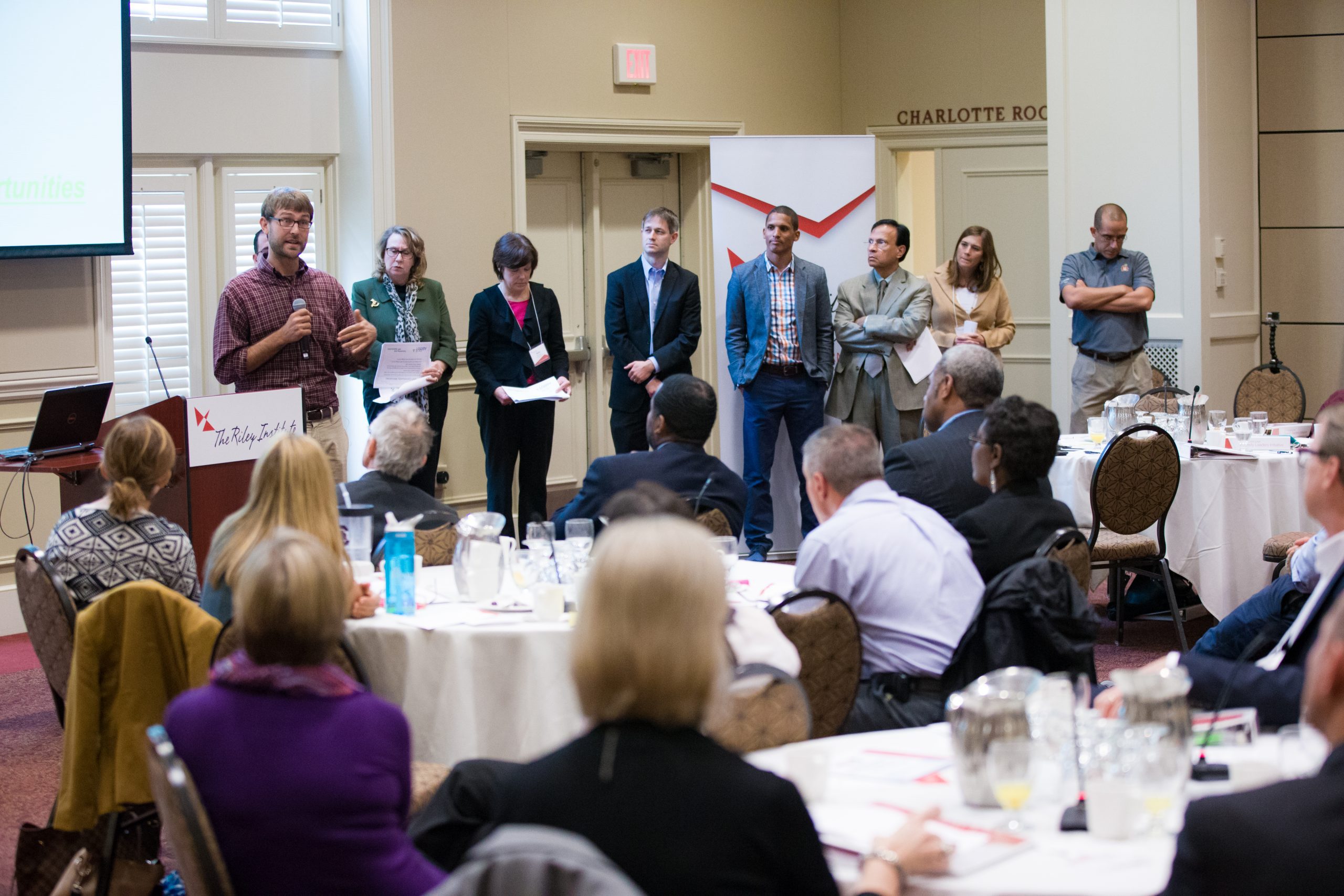 Out and About: Connecting Kids to Opportunities (l-r) Dan Weidenbenner, Executive Director of Mill Village Farms, who partnered with Out and About, Linda Hannon, Becky Mann, Rob Stevens, Rodney Johnson, Shafiq Anwar and Anna Cass