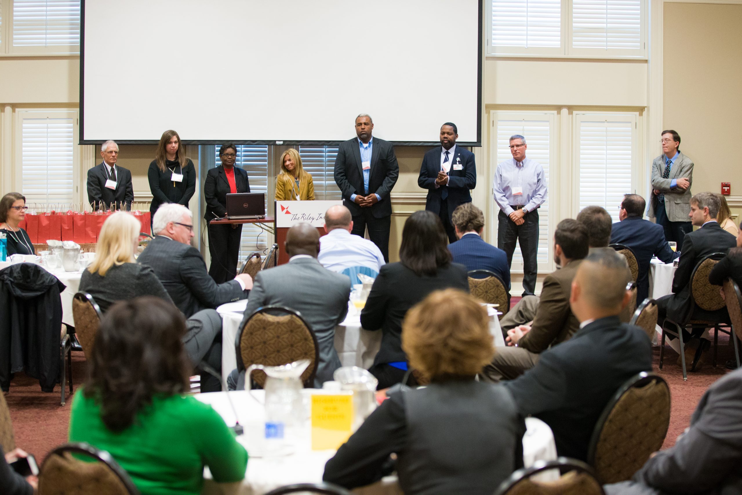Uni-Form-ity (l-r): Leonard Kupersmith, Jordana Megonigal, Diane McNeil. Susi Smith, Ricky McGrady, Troy Chisolm, George Allwes and Scott Henderson