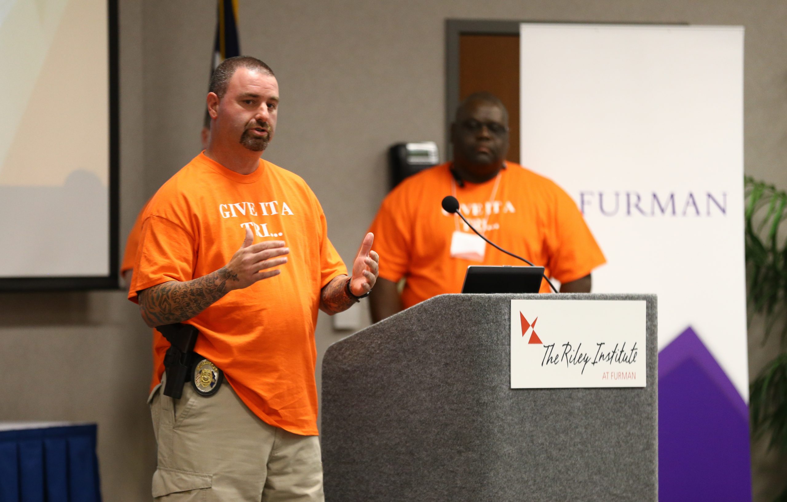 Tony Koutsos speaking, Greenville: Give it a Tri