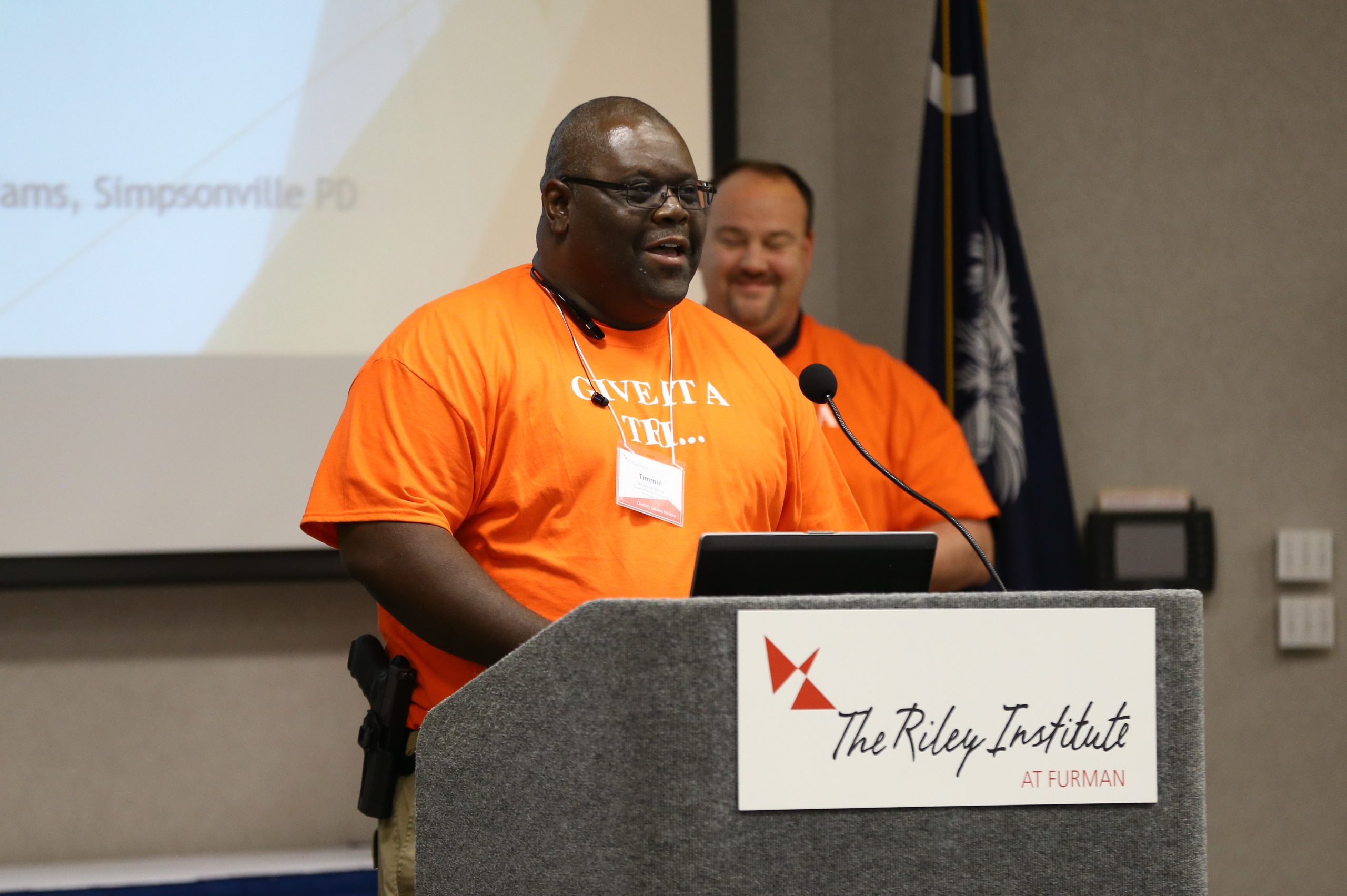 Timmie Williams speaking, Greenville: Give it a Tri