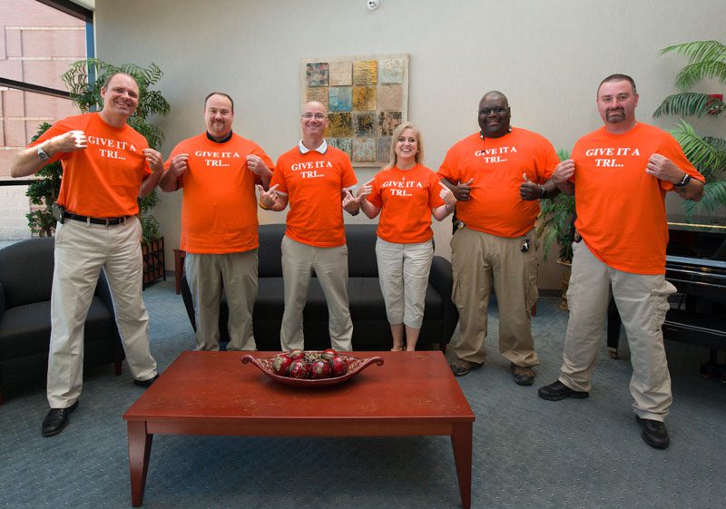Greenville: Give it a Tri: (l-r) Chris Kilian, Benjamin Ford, Scott Rhymer, Kelli Farmer, Timmie Williams, Tony Koutsos