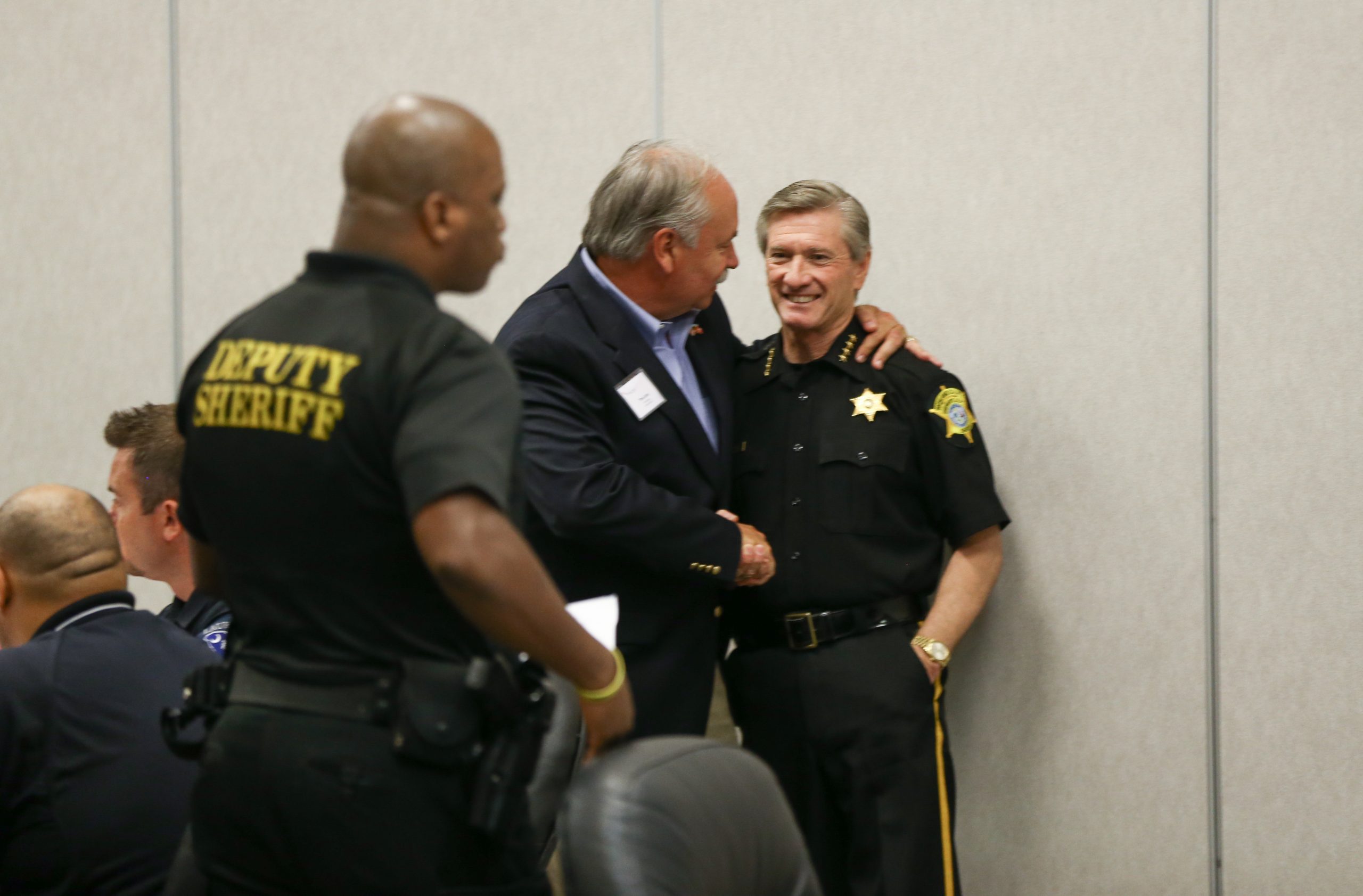 (l-r) Shawn McDaniels, Lexington-Richland, Theo Lane, Duke Energy, and Leon Lott, Sheriff of Richland County