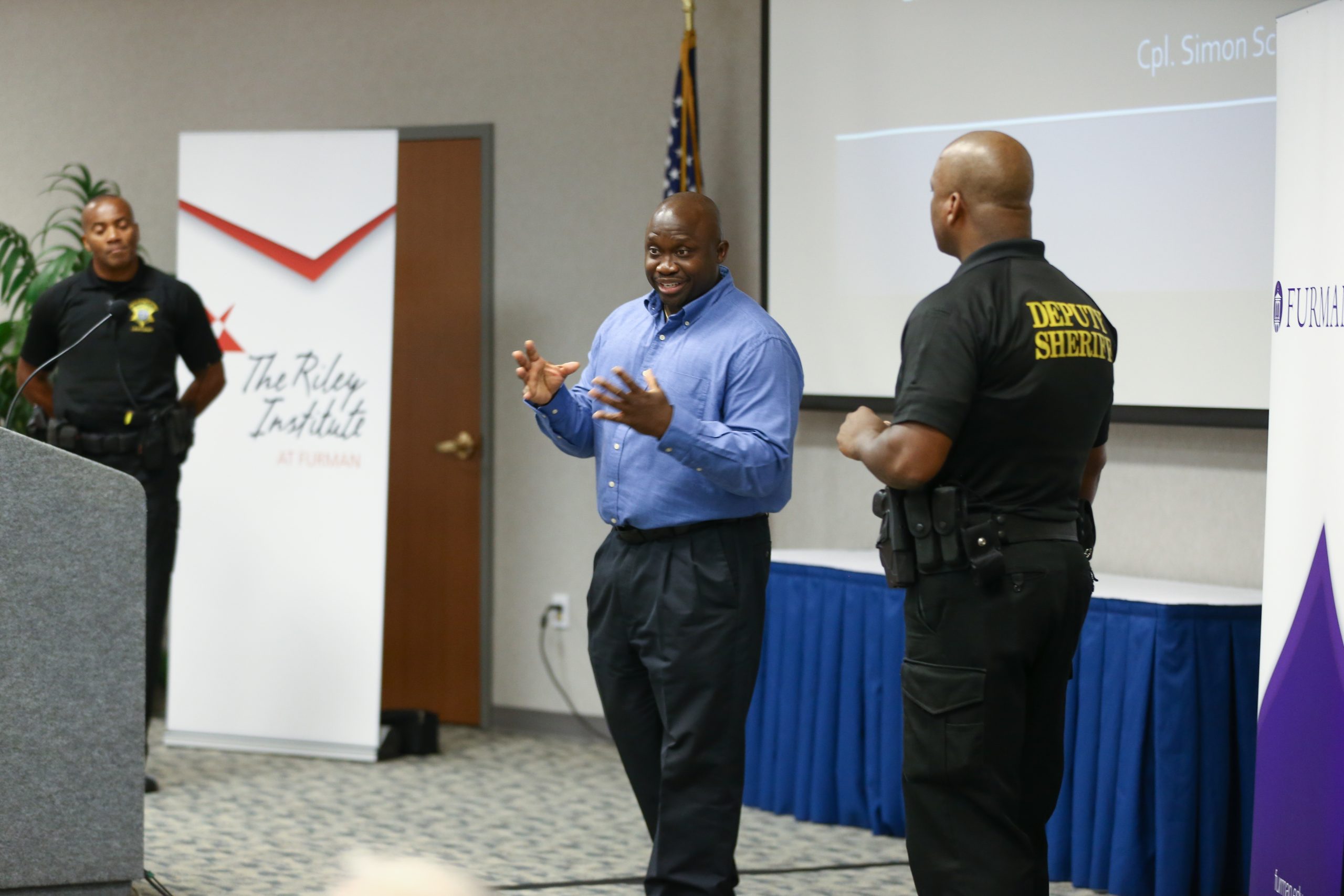 Simon Scott speaking, Lexington-Richland: Classroom to Community Connection