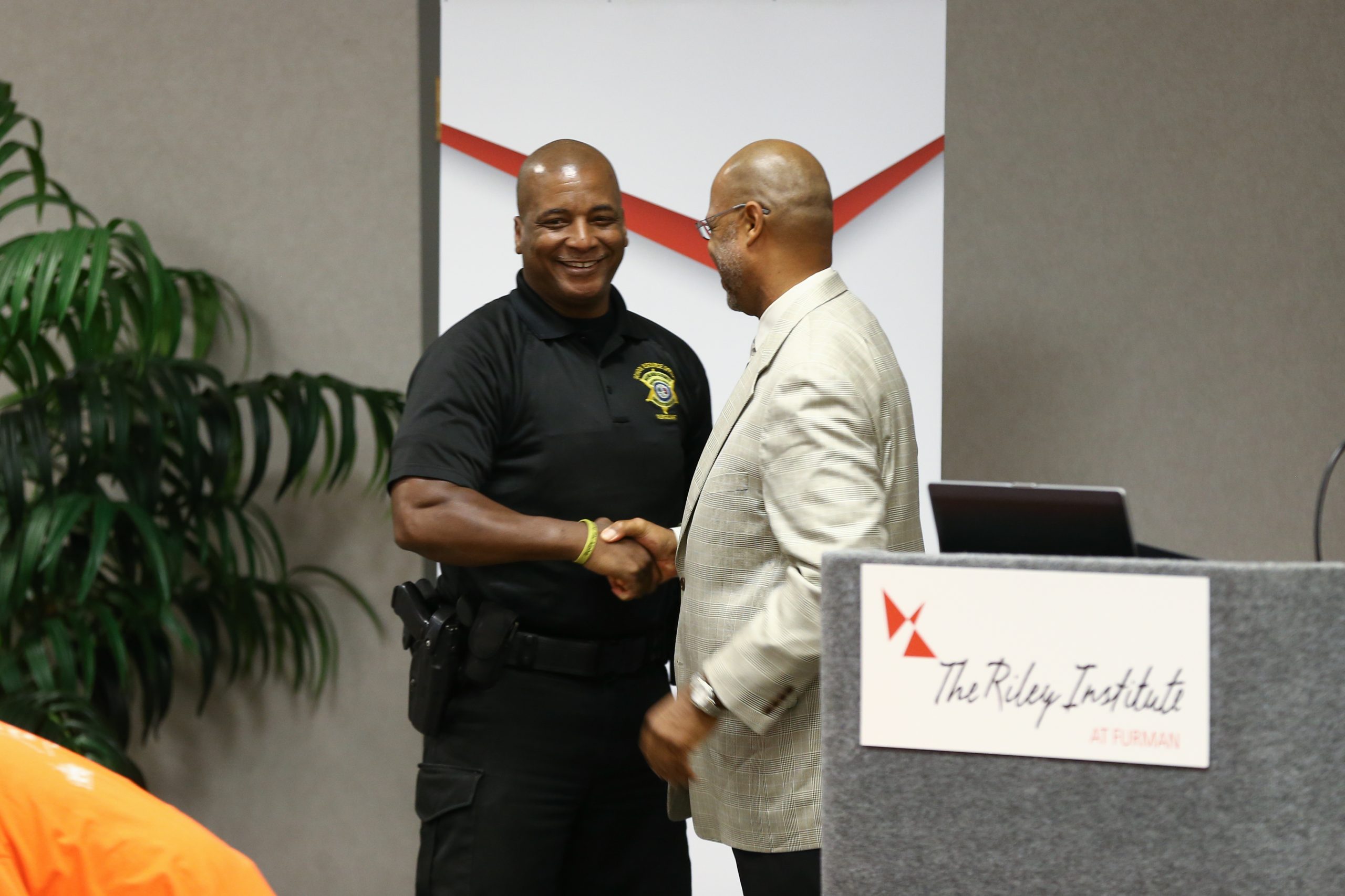 Juan Johnson congratulating Shawn McDaniels, Lexington-Richland