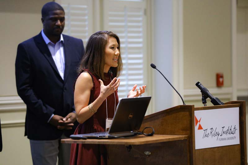 Nikki Stafford speaking, Calder Ehrmann Culinary Program at PW