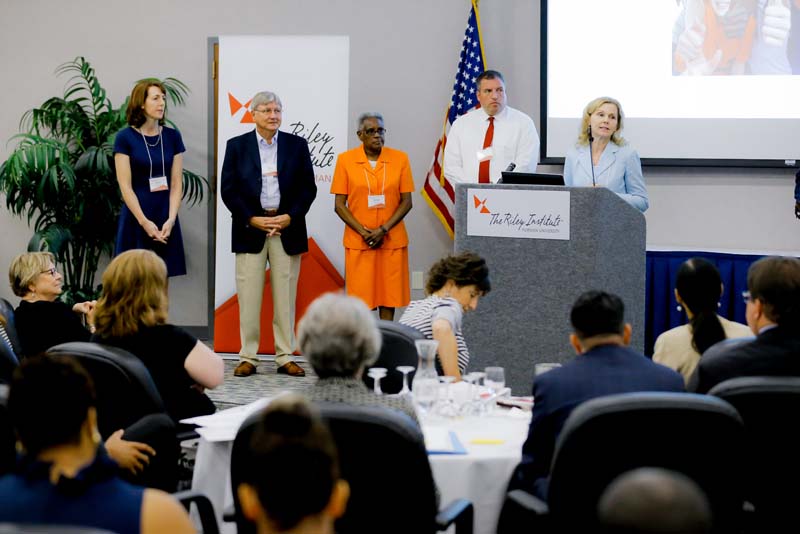 (l-r) Karen Nichols, Mitch Lucas, Mildred Douglas, Chris Burkett and Lilian Peake speaking, Give It A Shot!