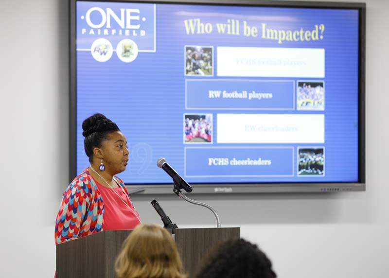 Ferlecia Cuthbertson speaking, One Fairfield
