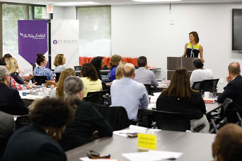 Jacki Martin, Deputy Director of the Riley Institute, making remarks