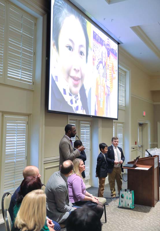 Damon Qualls speaking, Leaders for Literacy