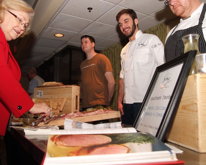 Judith Prince looking over all the delicious appetizers