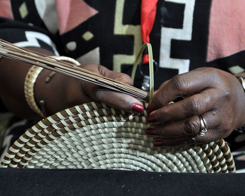She has been making baskets since she was a child. As nascent basket makers, children could only make the bottom part of the basket.