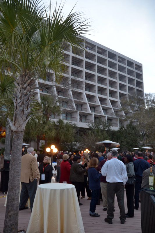 Everyone convening on the oceanfront patio for an Oyster Roast by Ben Moise, Mount Pleasant, SC; pulled pork from Scott's BBQ, Hemingway, SC; Henry's Smokehouse, Greenville, SC; and a lowcountry boil by Conroy's, Hilton Head, SC