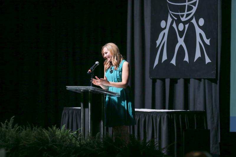 Gabrielle Komorowski bringing the awards dinner to a close