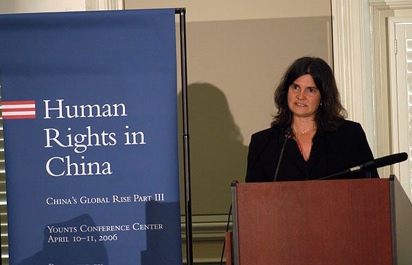 Kate Kaup, China's Global Rise Executive Director & Associate Professor of Political Science at Furman, moderating the panel discussion