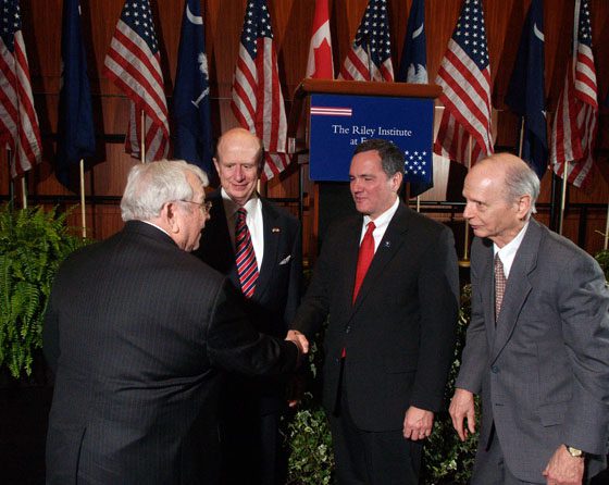 Howard Baker congratulating Bobby Harrell