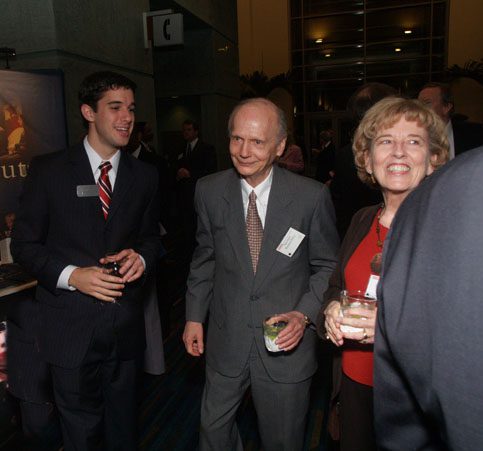 Sec Riley and Tunky with guests at the reception