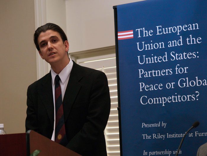 Panel moderator, Akan Malici, Asst Professor of Political Science at Furman