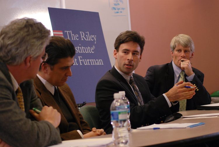 The panel discussion (l-r) Peter O'Brien, Akan Malici, Eric Kaufmann, Brent Nelsen