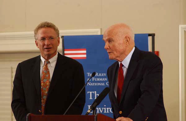 Dr. Shi, Furman's President with Senator Glenn