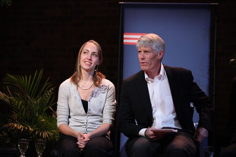 Furman student Katie Fearington and Furman professor of political science Brent Nelsen