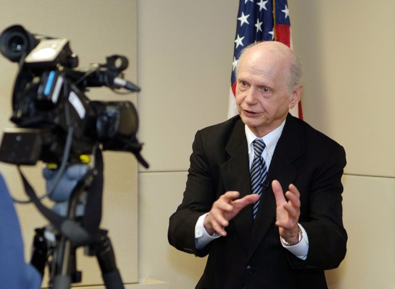 Governor Riley being interviewed by the media