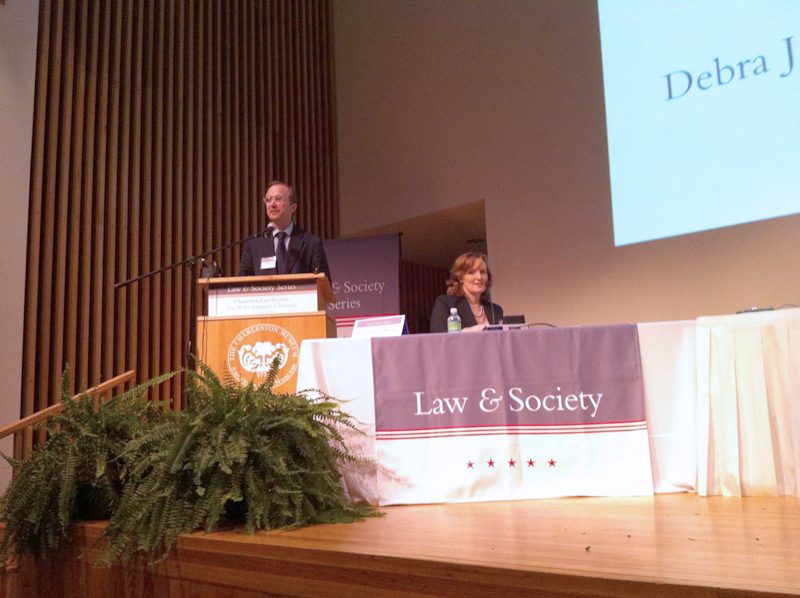 Will Cook, assistant professor at the Charleston School of Law introducing Panel Four: Political Speech and the Call for Civility moderated by Katie Fowler Monoc
