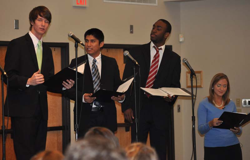 (l-r) Robert Fuson, Jonathan Pierce, Ardarius Blakely and Gabrielle Komorowski