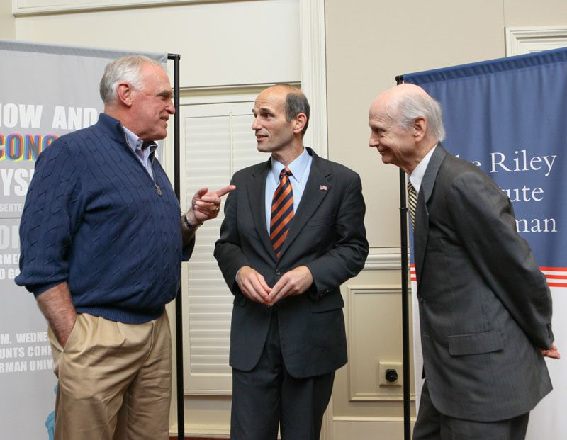 Governor Baldacci and Secretary Riley conversing with a guest