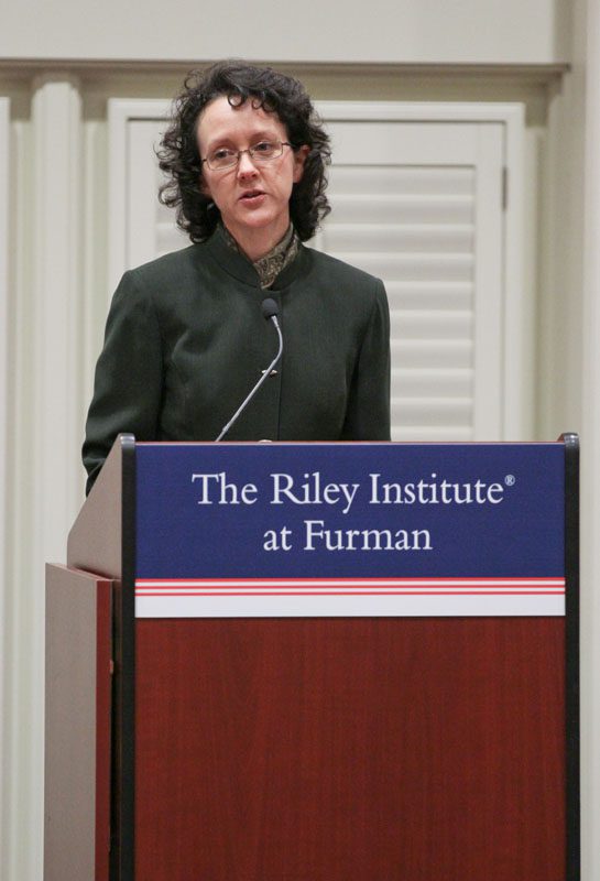 Danielle Vinson, Professor and Chair of the Department of Political Science, welcoming everyone to the event