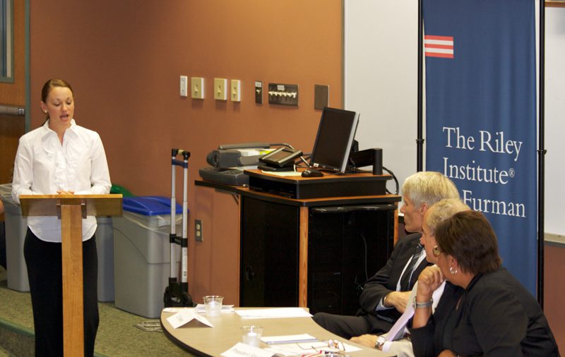 Katie Lowery asking a question of the panel