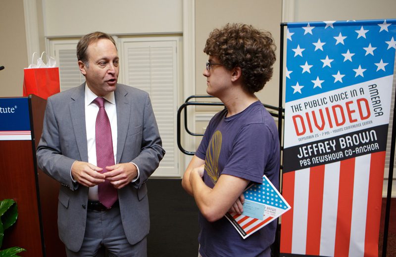Mr. Brown continued the conversation with students and other guests