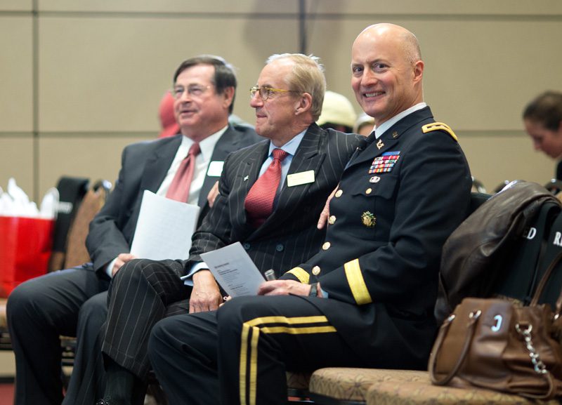 (l-r) Riley Institute Executive Director Don Gordon, Furman University President Rod Smolla and Lieutenant General Dana Chipman