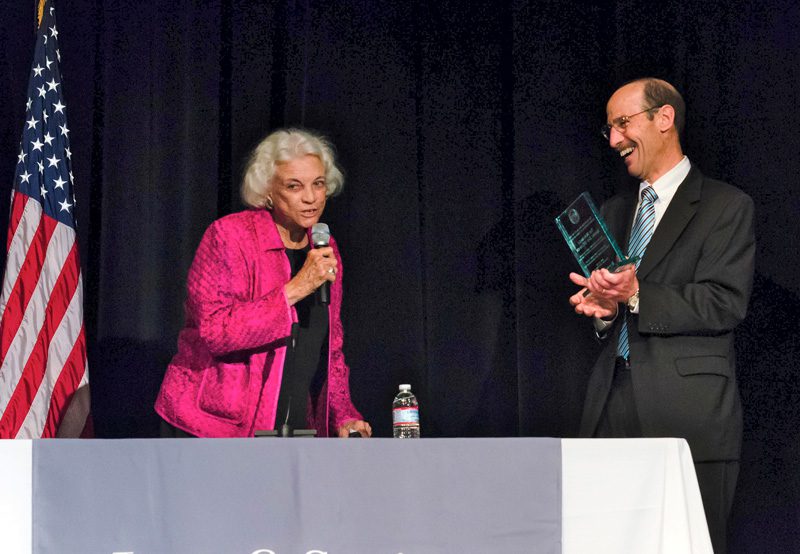 Sandra Day O'Connor is presented an award by Andy Adams, Dean, Charleston School of Law