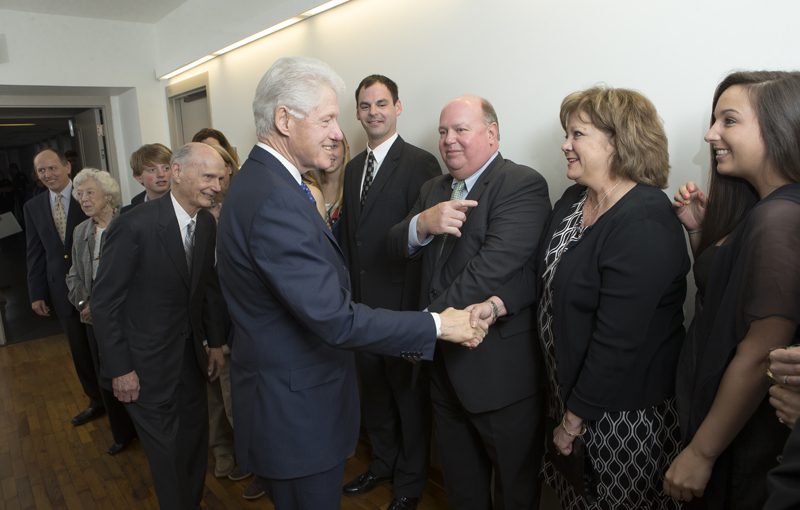 President Clinton greeting Secretary Riley's family