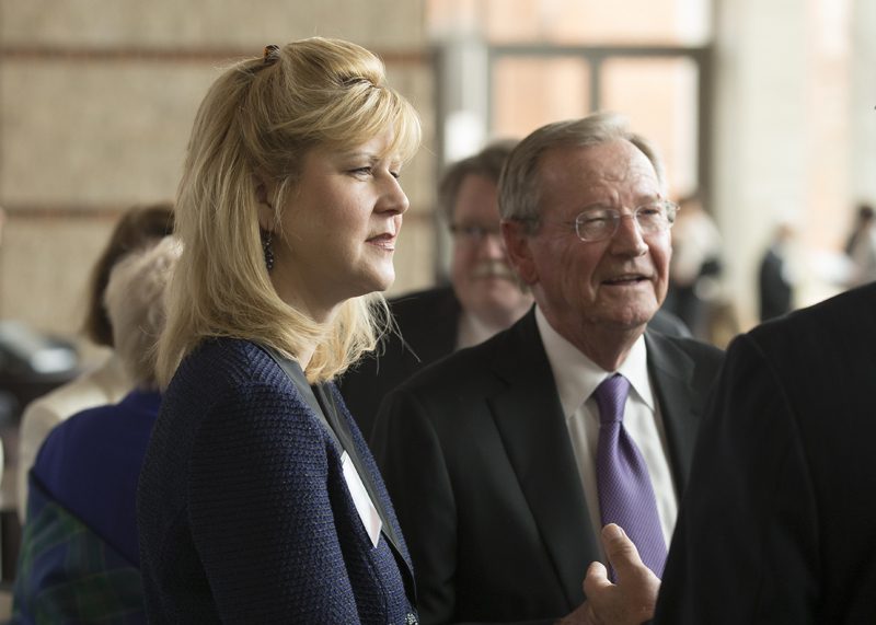 Incoming Furman President Elizabeth Davis with Dan Sanders