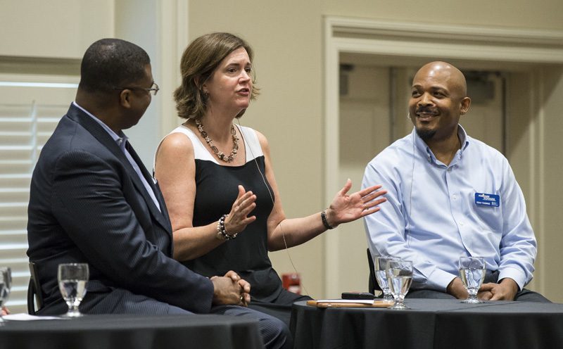 (l-r) Russell Booker, Carol Naughton and Tony Thomas