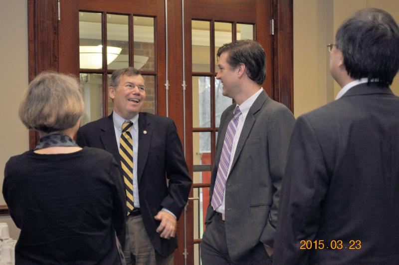 Dr. Musil meets with members of Furman faculty
