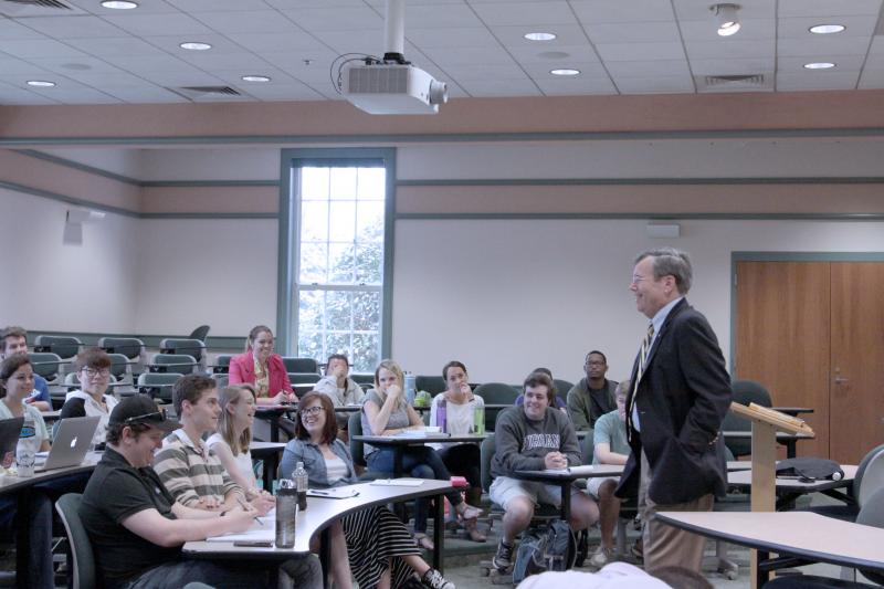 Dr. Musil lectures to Furman political science students