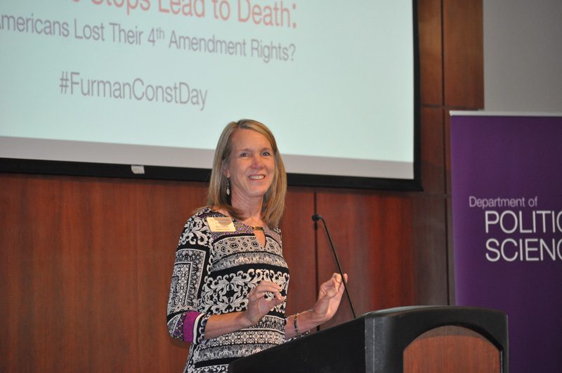 Jill Fuson, Assistant Director of the Riley Institute, welcoming speakers and guests
