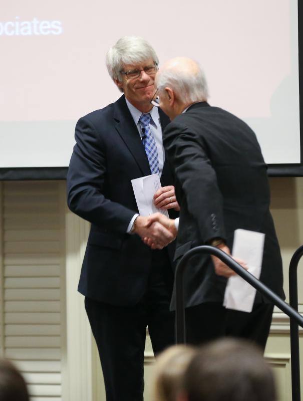 Dr. Brent Nelsen greets Secretary Riley